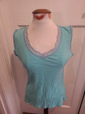 Ladies Weird Fish Size Medium Turquoise Sleeveless Blouse