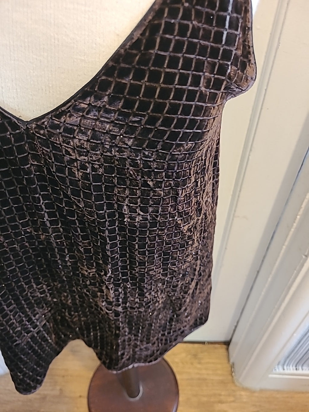 Ladies Massimo Dutti Size 12 Brown Detailed Sleeveless Tshirt