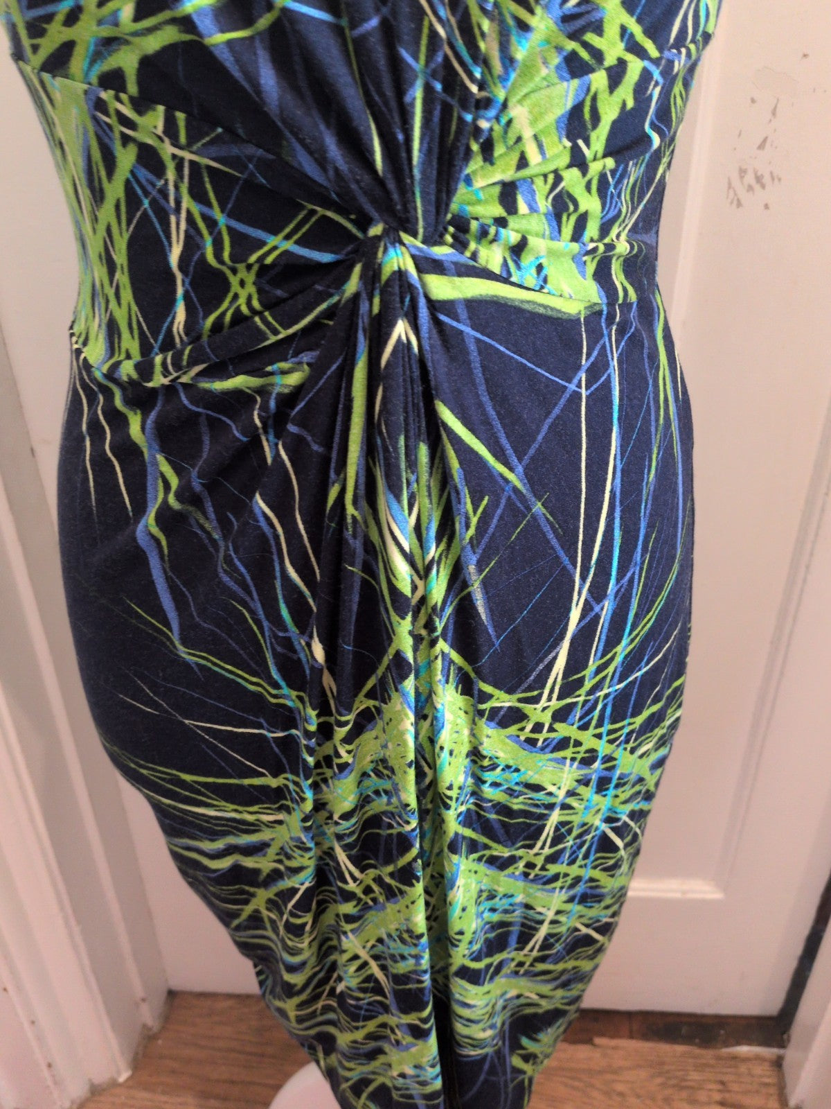 Tu 14 Navy With Blue And Green Sleeveless Midi Dress