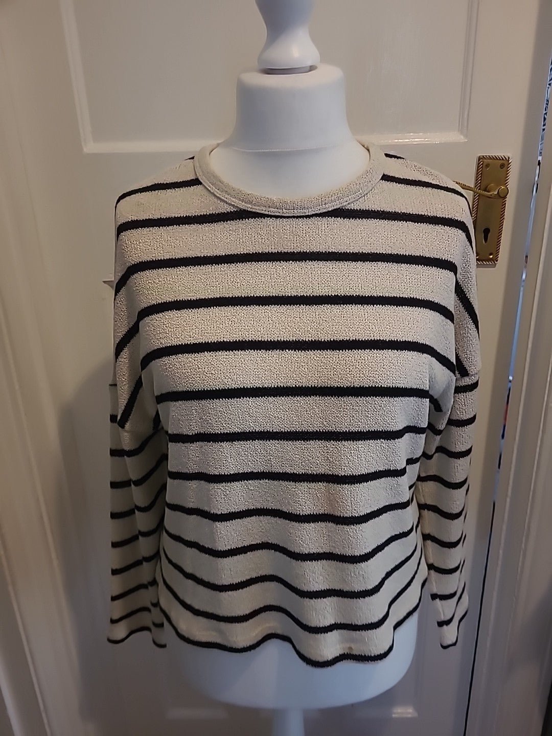 Ladies George Size 8 Black And White Jumper Striped