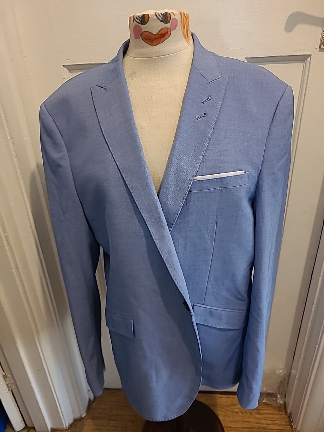 Mens Primark Size 46R Slim Fit Blue Lined Padded Blazer