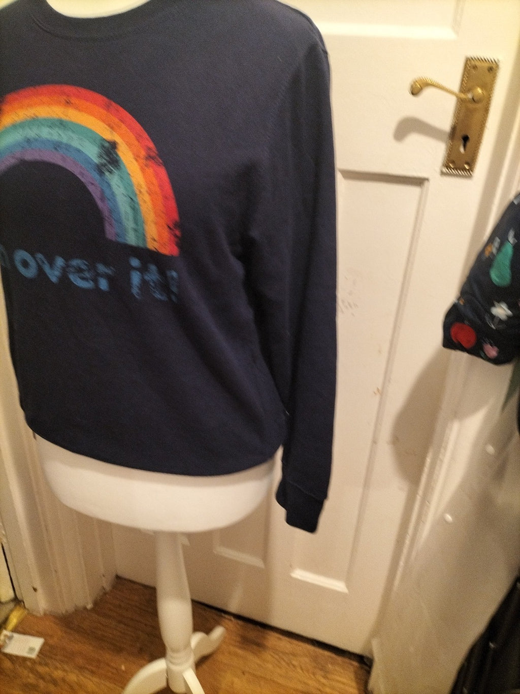 Ladies Batch1 Size Small Navy Rainbow Pullover Jumper