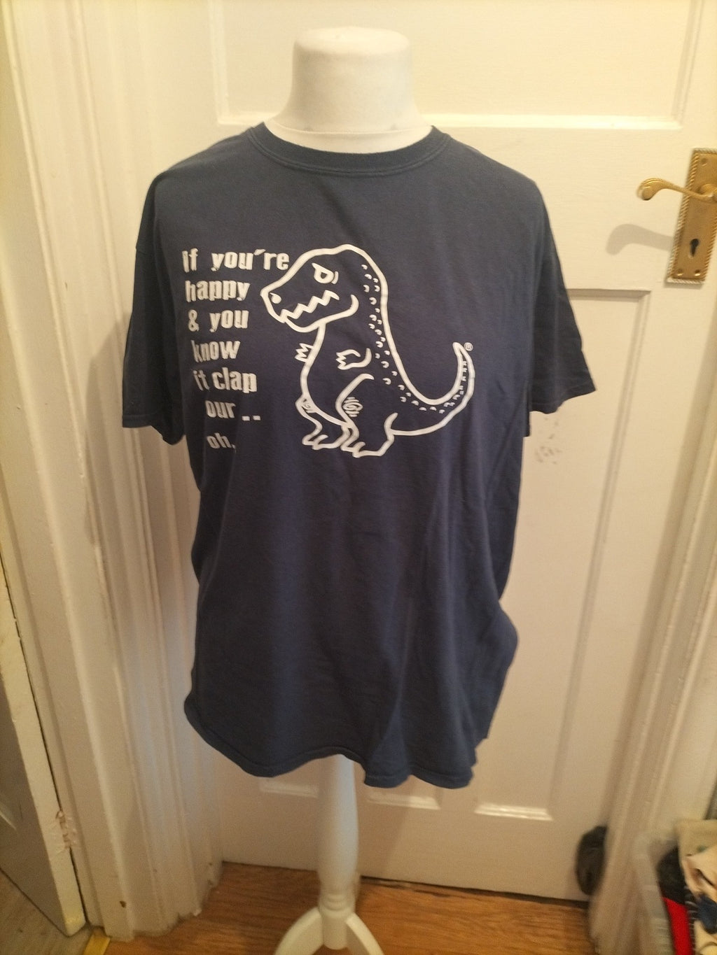 Gildan XL Navy Dinosaur Printed T-shirt