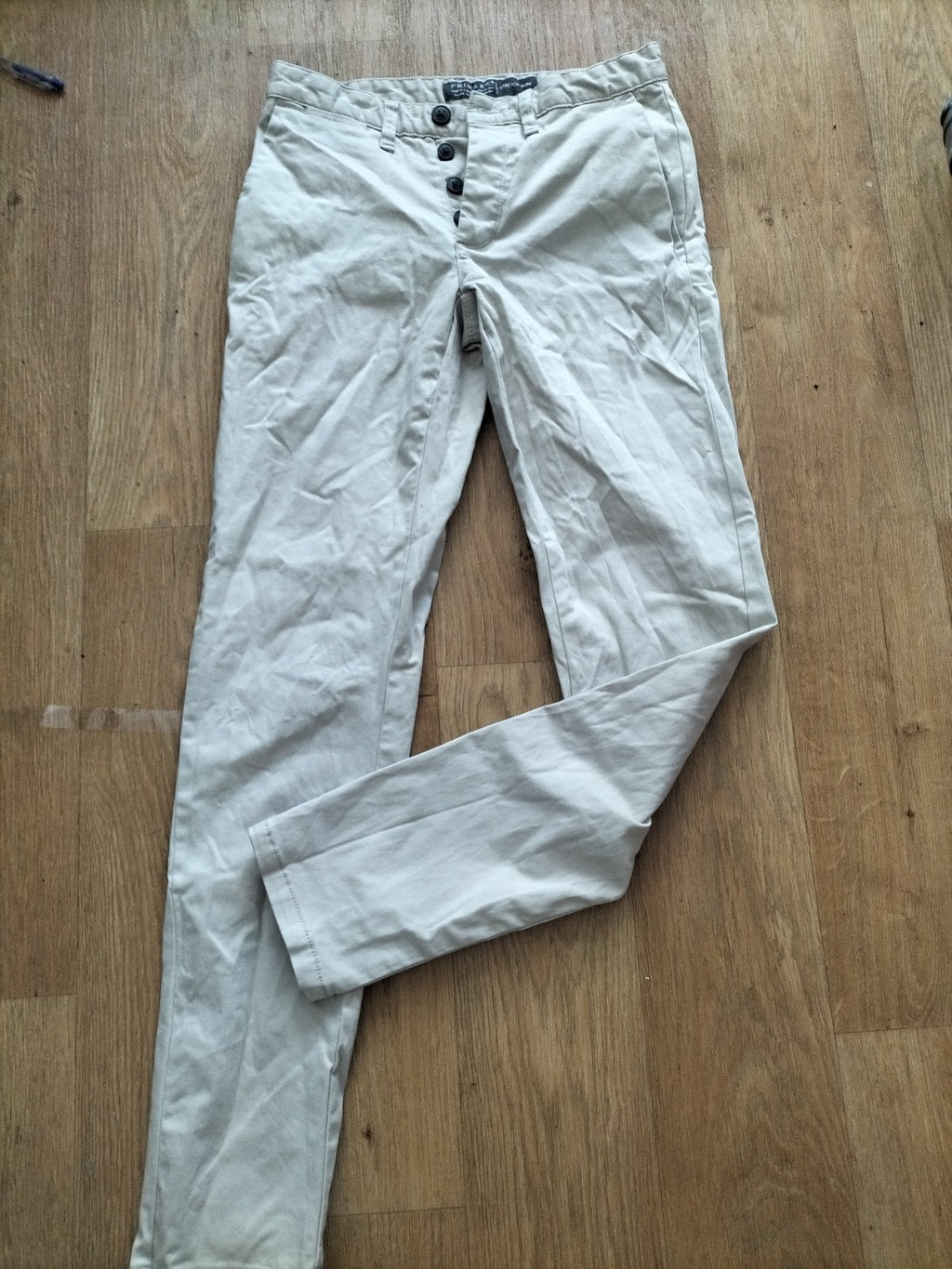 Mens Primark Size 28/32 Stone Stretch Slim Chino