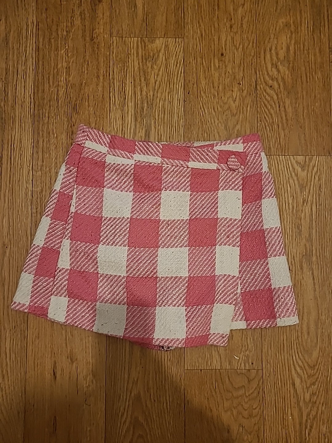 Ladies Primark Size 10 Cream And Pink Short Check Skirt