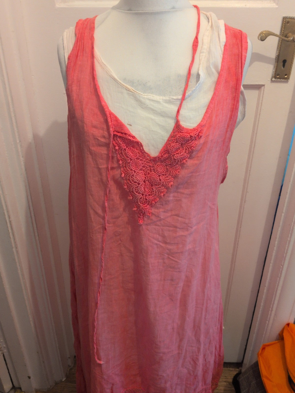 Fermella Large Pink With White Lining Sleeveless Dress