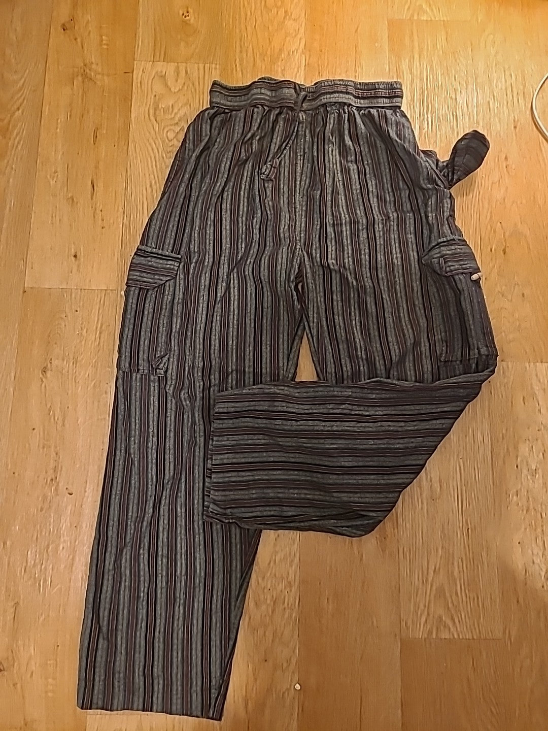 Mens Shop Holic Size 2XL Striped Elasticated Cargo Trousers