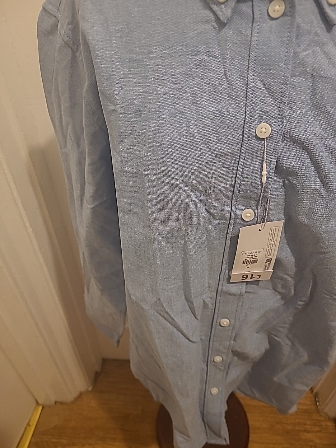 Brand New Mens Primark Size Medium Denim Long Sleeved Shirt Rrp £16