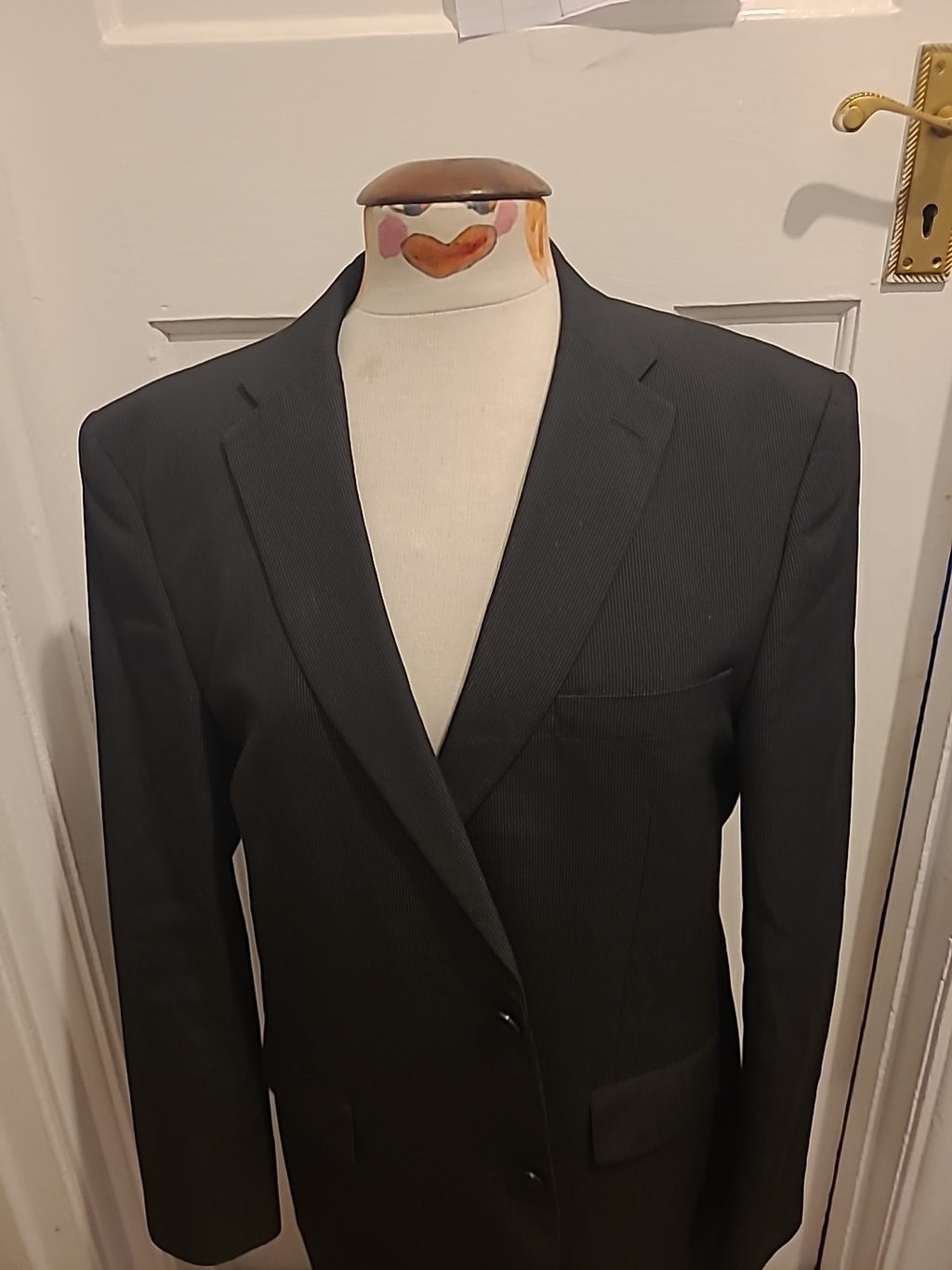 Mens Thomas Nash 42R Black Pinstripe Lined Padded Blazer