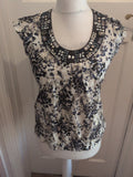 Ladies Et Vous Size 10 Multi Sleeveless Studded Neck Blouse