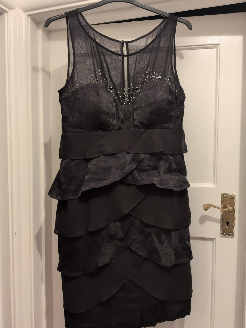S.L Fashions 16 Black Pleat Dress Sleeveless