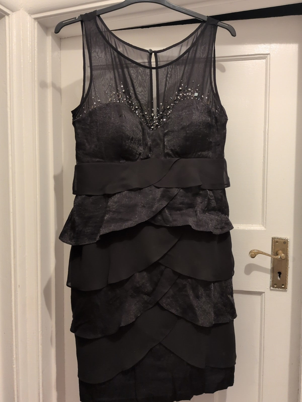 S.L Fashions 16 Black Pleat Dress Sleeveless