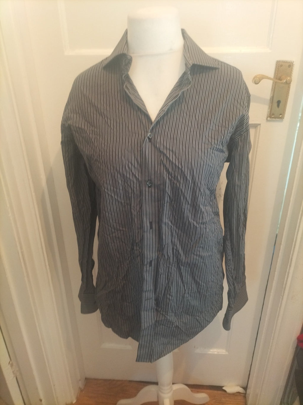 Mens Racing Green Size 15.5" Navy/Grey Two Fold 100s Cotton Shirt
