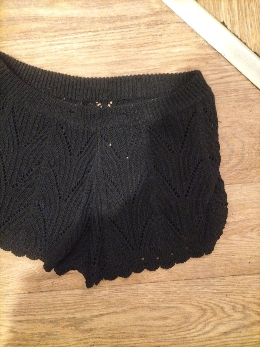 Ladies Size Large Black Semi See Through Elasticated Shorts
