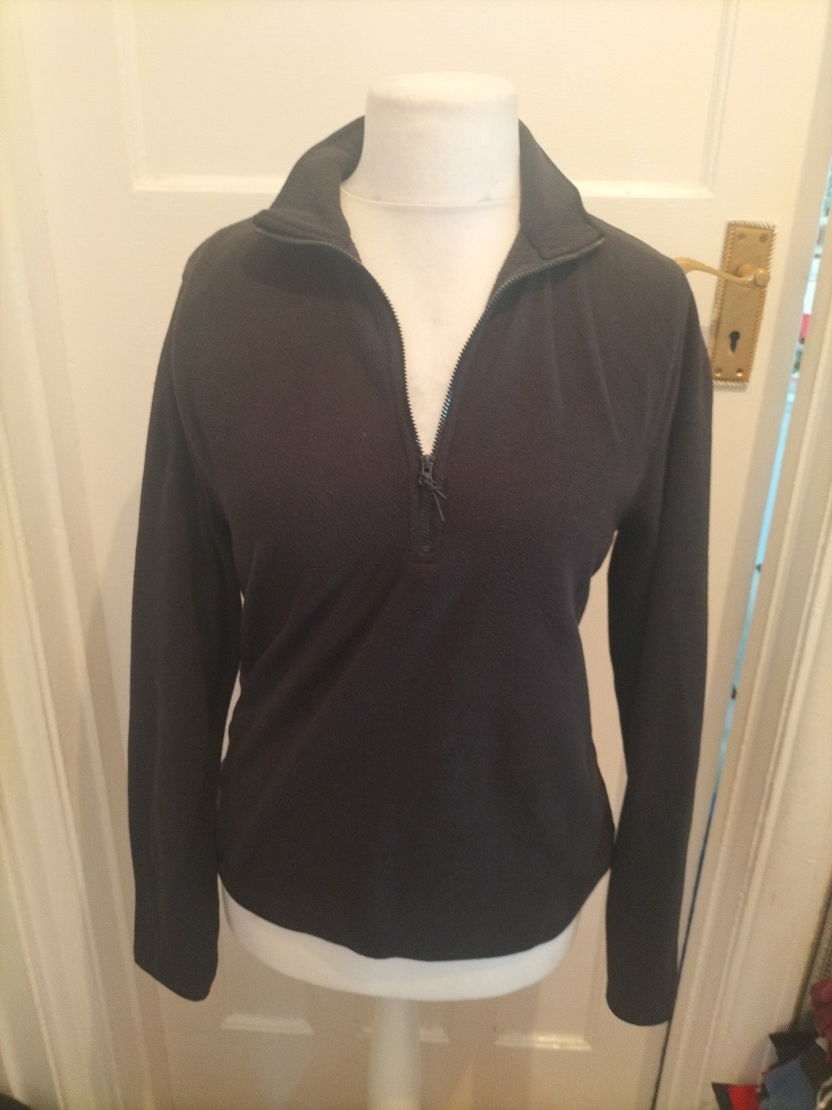Ladies Primark Size Medium Black Collared Semi Zip Pullover Jumper