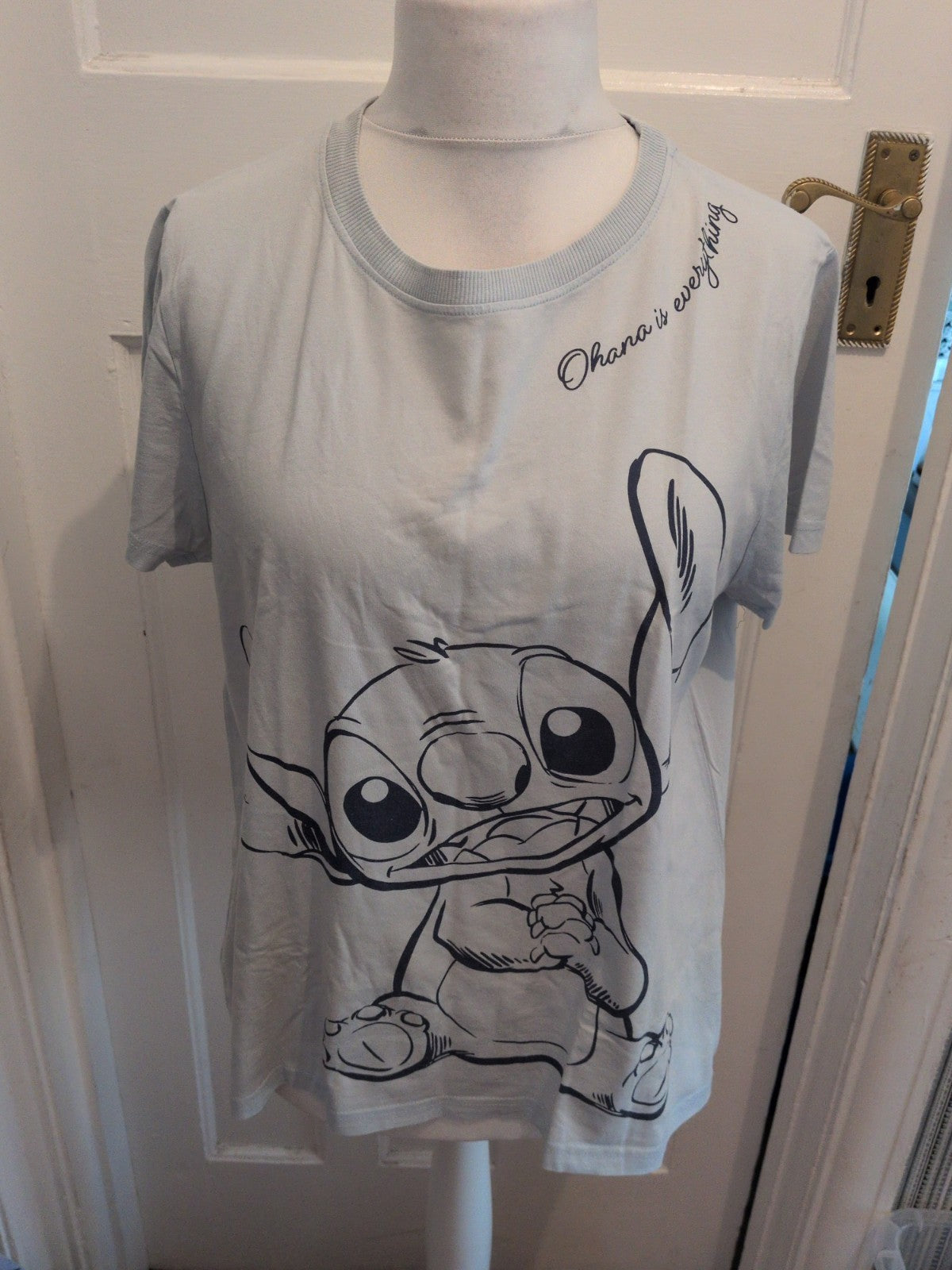 Primark Disney Large Pale Blue Stitch Print Pyjama Top