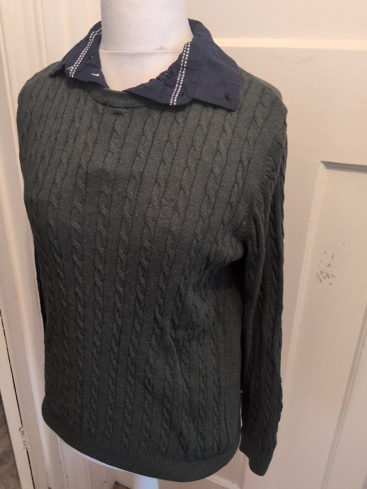 Lincoln Medium Green Collared Long Sleeve Jumper