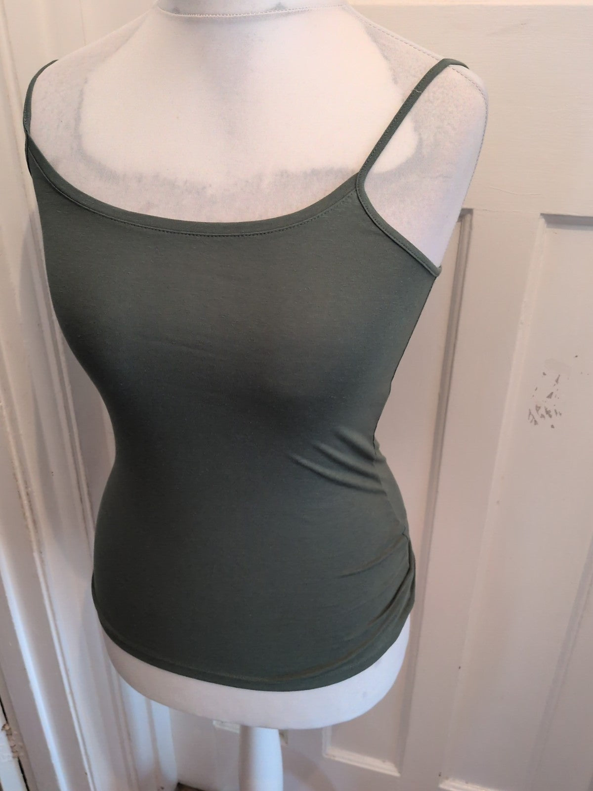 Ladies Khaki Strappy Stretchy Top Size 10 Peacocks Free Delivery