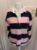 Logg H&M Large Pink And Navy Long Sleeve Polo