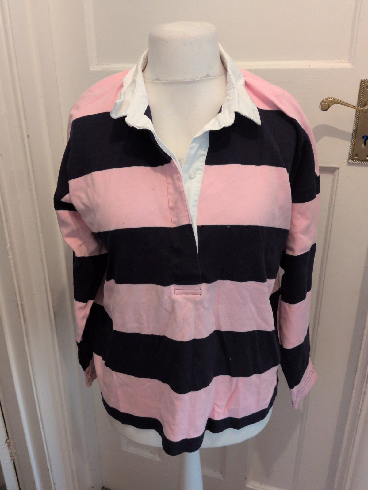Logg H&M Large Pink And Navy Long Sleeve Polo