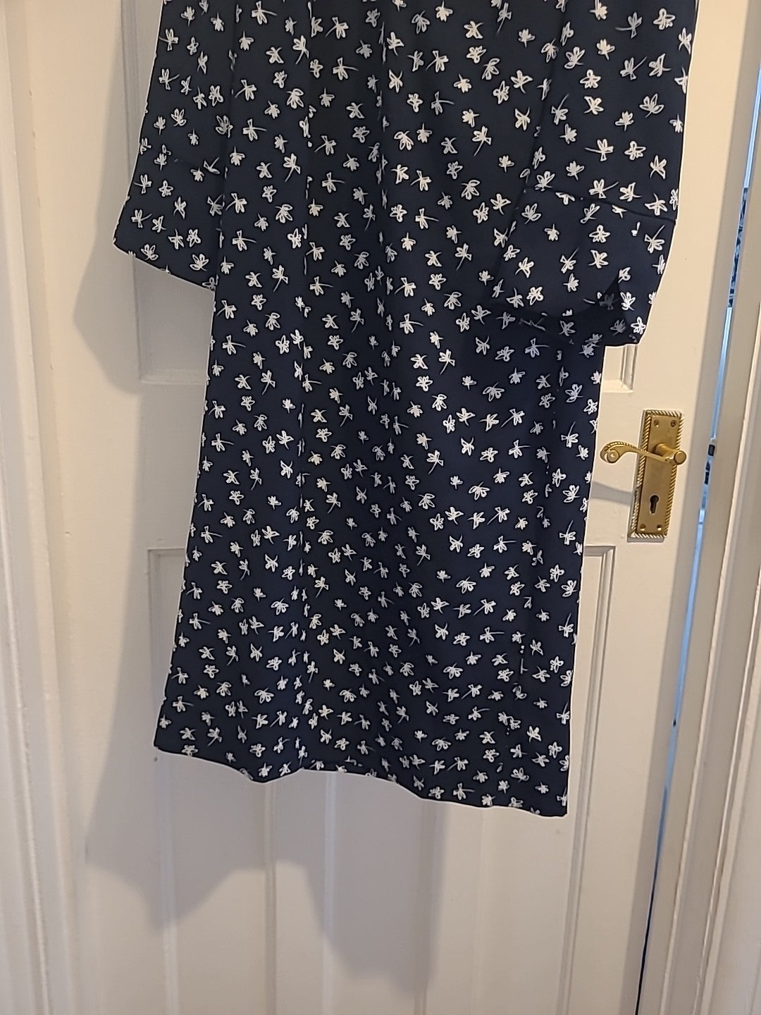 Ladies Marks And Spencer Size 6 Navy White Mid Sleeved Dress