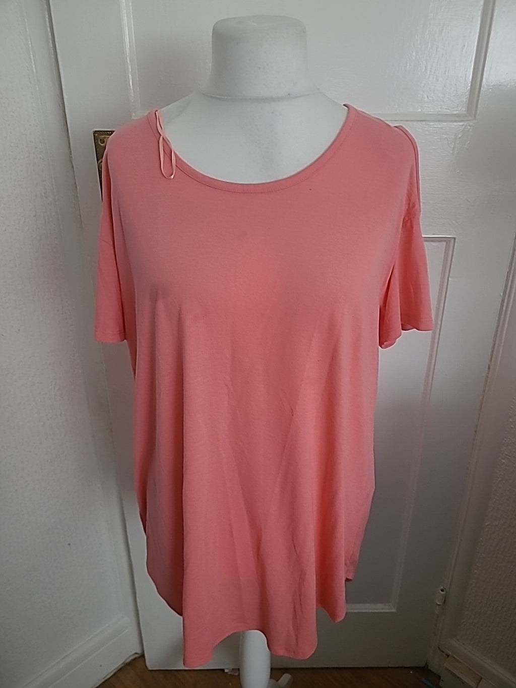 Ladies Papaya Size XL Pink Open Shoulder Short Sleeved Blouse