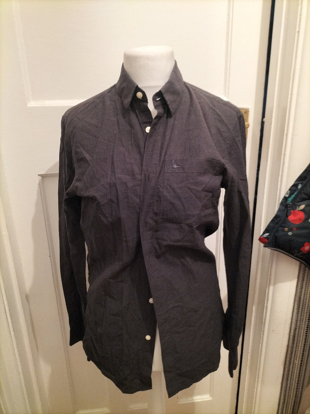 Mens Jack Wills Size Small Charcoal Patterned Long Sleeved Shirt