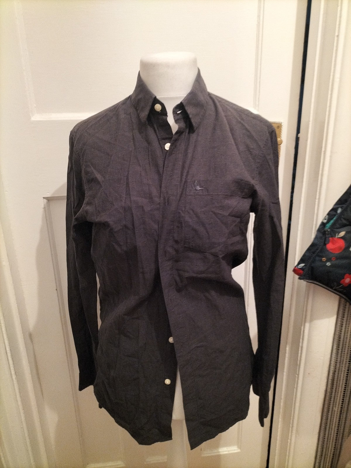 Mens Jack Wills Size Small Charcoal Patterned Long Sleeved Shirt