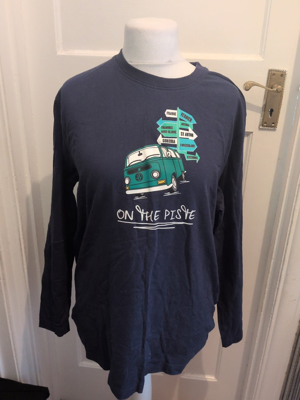 Mountain Life XL Navy Print Long Sleeve T-shirt