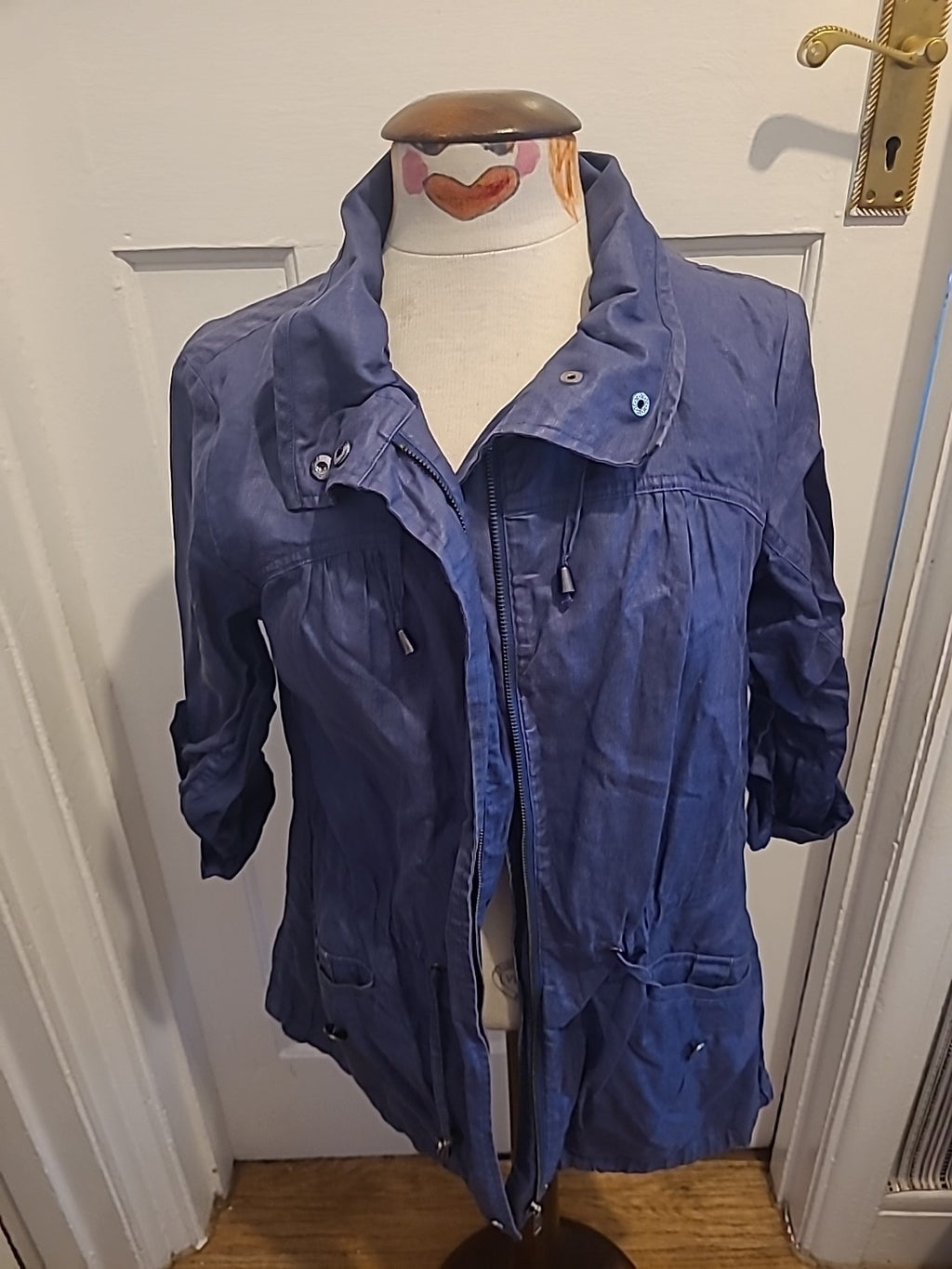 Ladies Betty Jackson Size 12 Blue Long Sleeved Zip Through Jacket