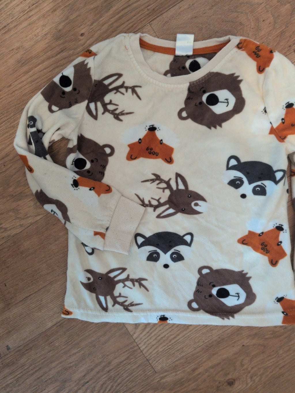 Little Kids 5-6 Years Bear And Fox Long Sleeve Pyjama Top