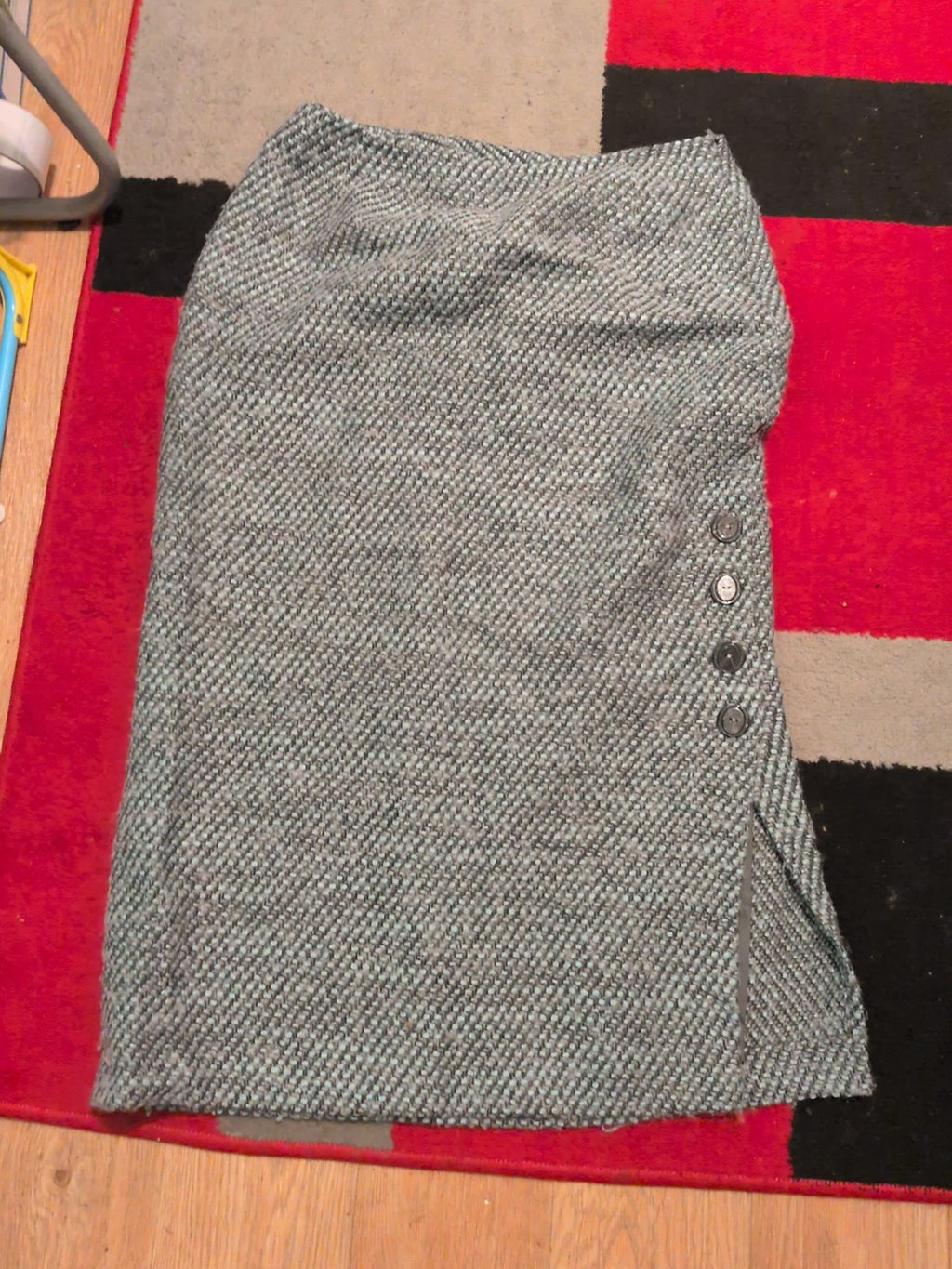 Ladies Alex&Co Size 14 Aqua Fleck Wool Lined Skirt Split Hem