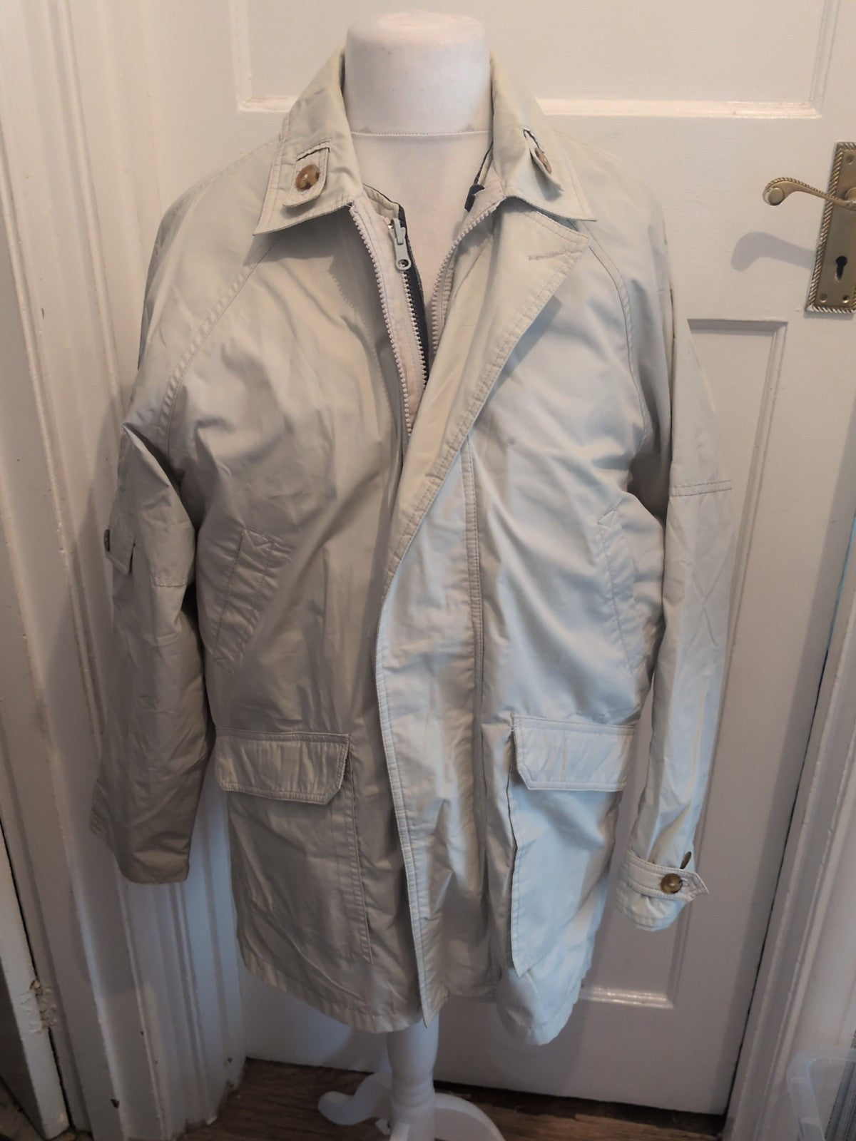 St Michael Medium Cream With Tartan Lining Bomber Jacket