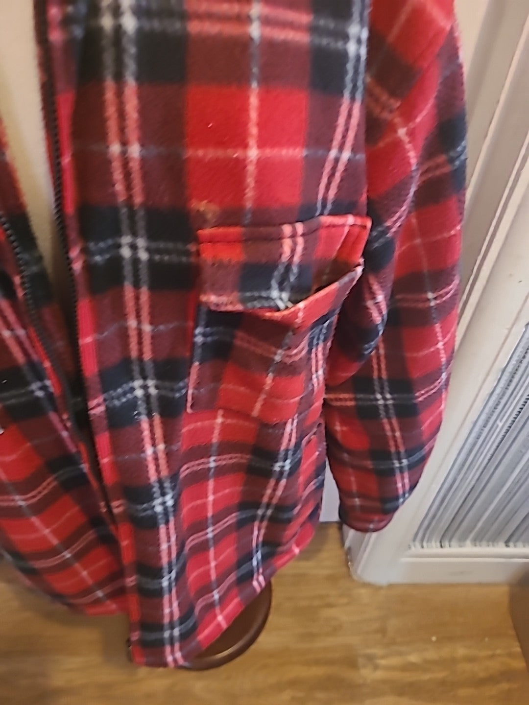 Mens Tom Hagen Size 2xl Red Check Fleece Zip Through