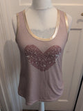 Shein Medium Beige With Love heart Sleeveless Top