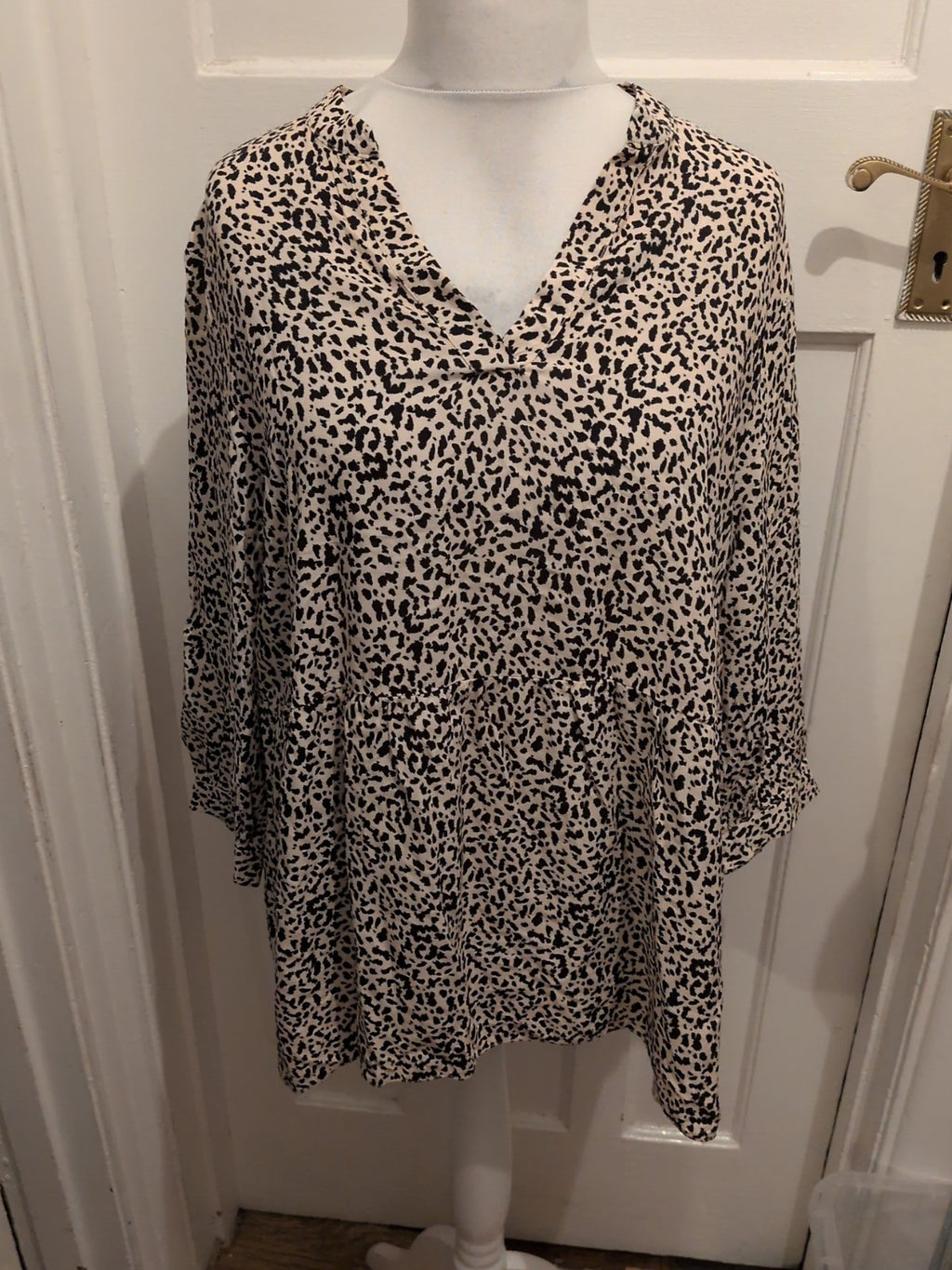George 16 Black And Cream Leopard Print Blouse