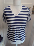 Marks And Spencer 10 Bright Blue Short Sleeve Stripe T-shirt