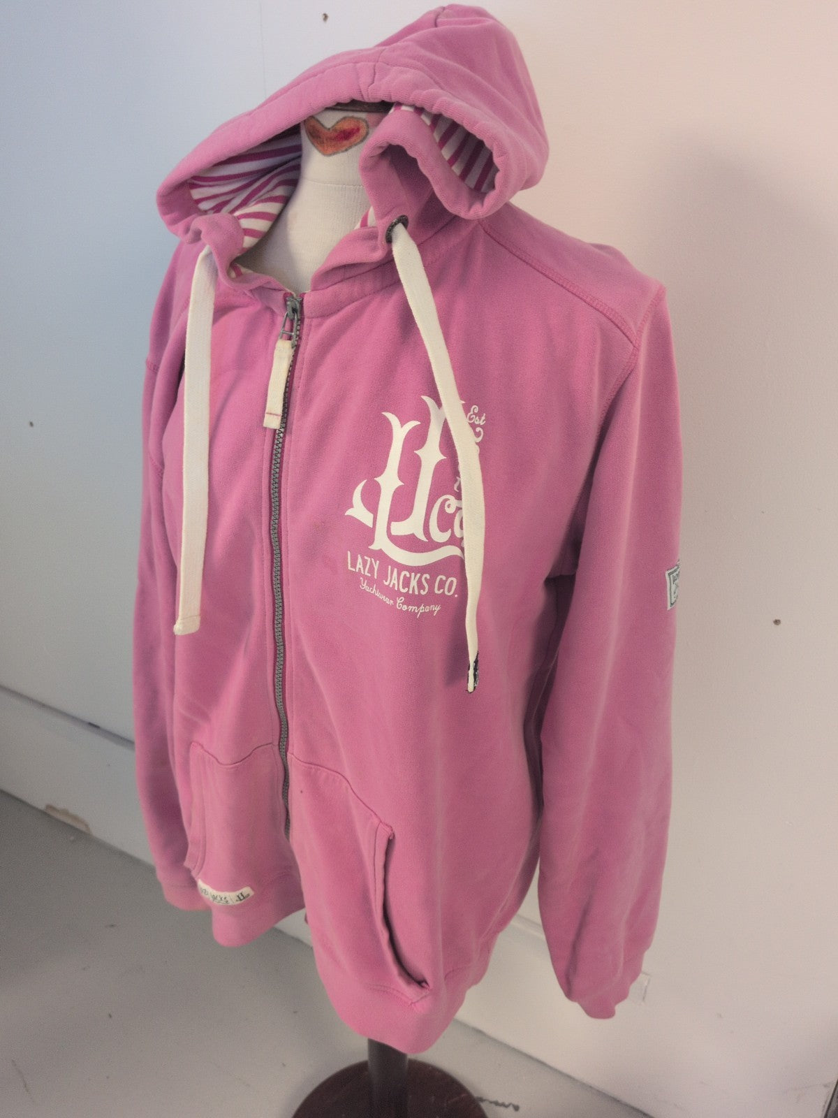 Lazy Jacks Medium Pink Full Zip Hoodie