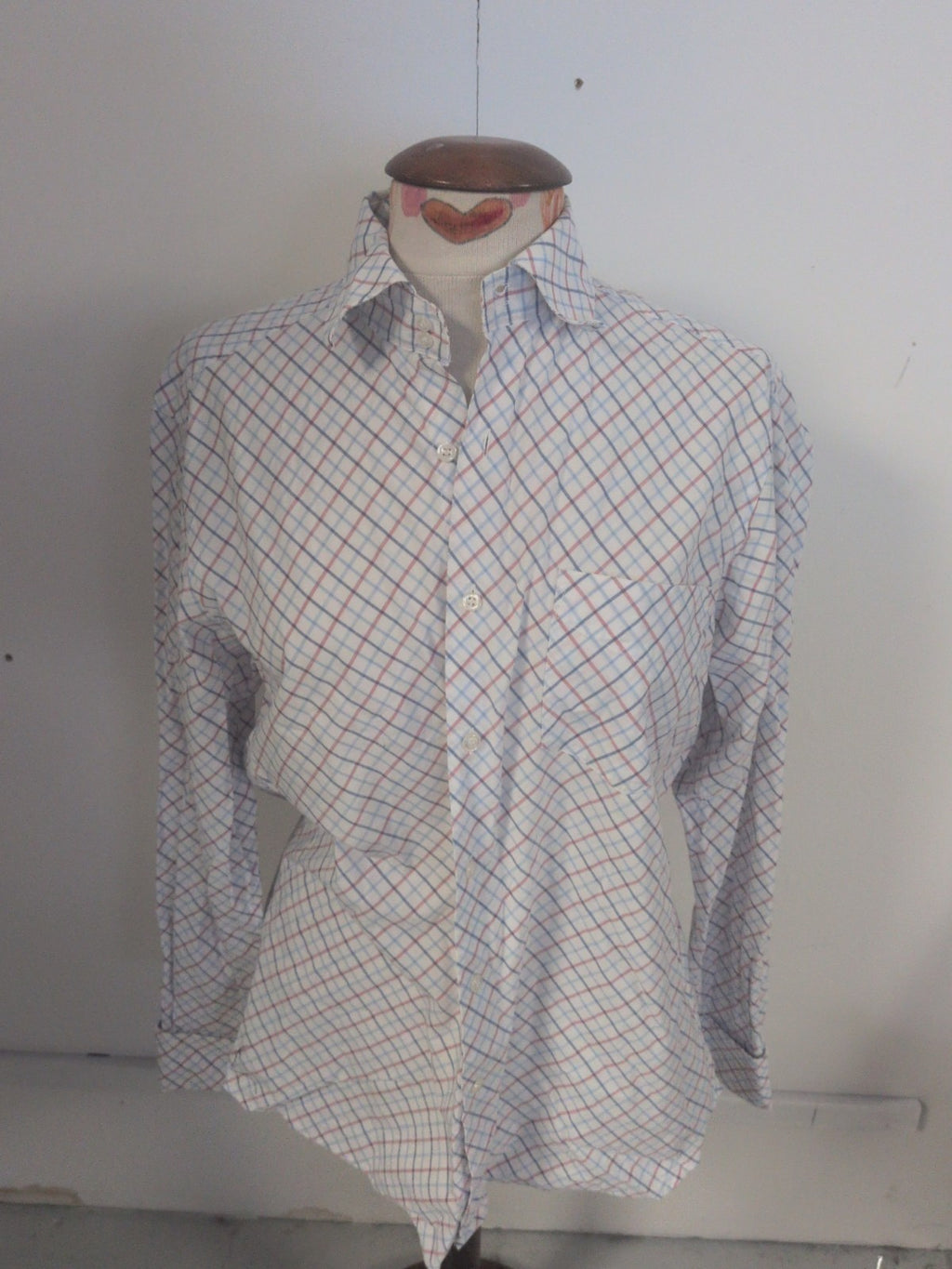 Casual Menswear 15.5 Red Blue Long Sleeve Dress Shirt
