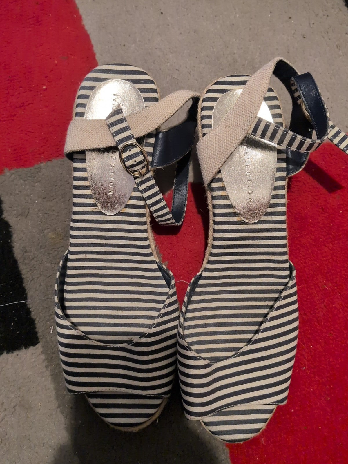 Marks And Spencers UK 7 Striped Wedge Heel