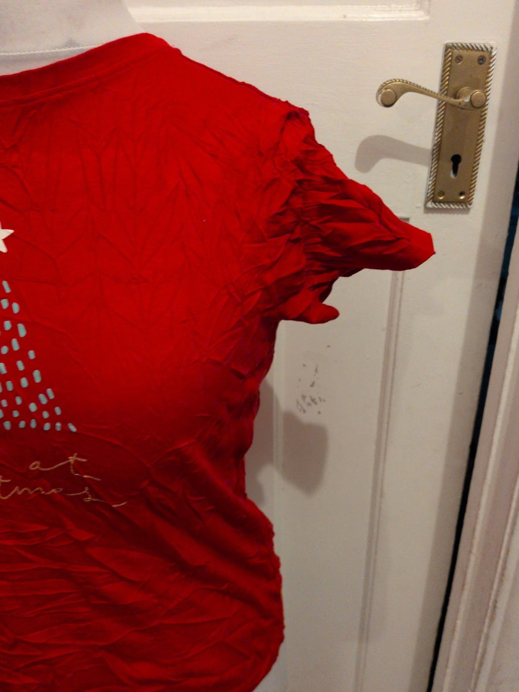 Primark Extra Small Red Christmas Printed T-shirt Ladies