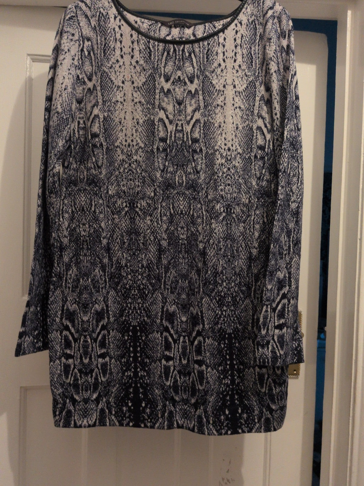 M&S 12 Navy And White Long Sleeve Jumper Dress