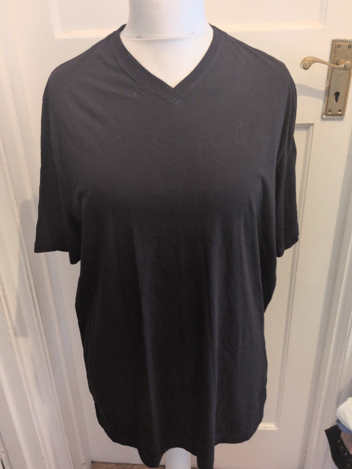 M&S Large Black Short Sleeve Plain Pyjama Top