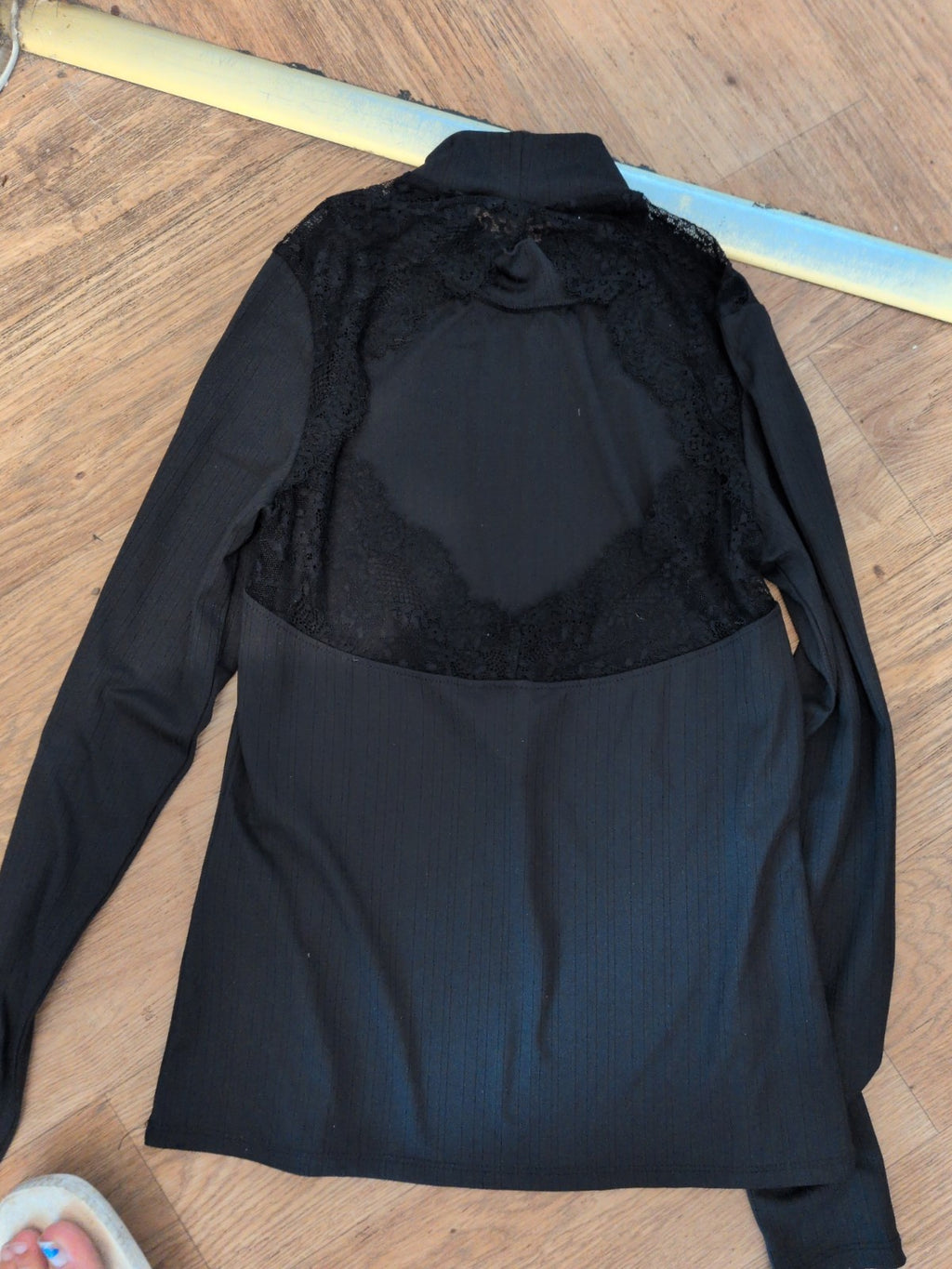 H&M Small Black Choker Neck Open Upper Back Top Long Sleeve