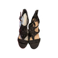 UK Size 6 Black Ankle Strap Heels With Silver
