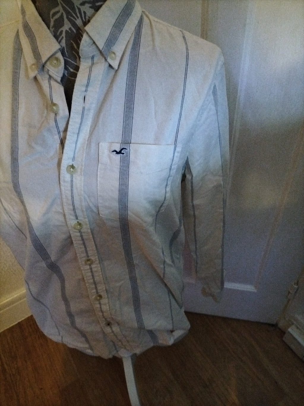 Mens Hollister Small Striped Long Sleeved Shirt