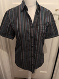 Next Medium Soft Touch Black Stripe Short Sleeve Shirt