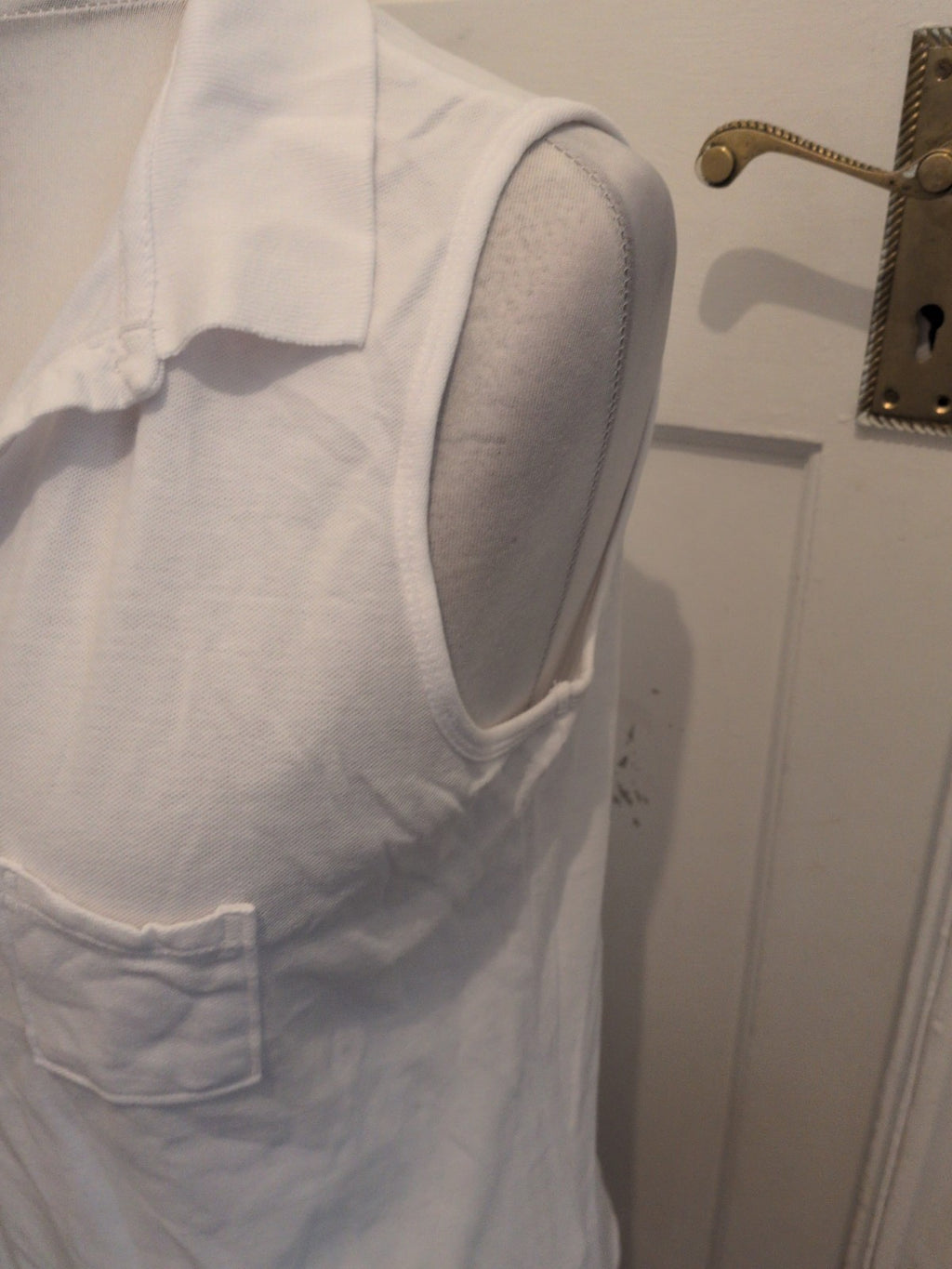 Ladies XL White Sleeveless Polo