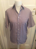 M&S Regular Fit Small Purple And White Easy Care Short Sleeve Shirt