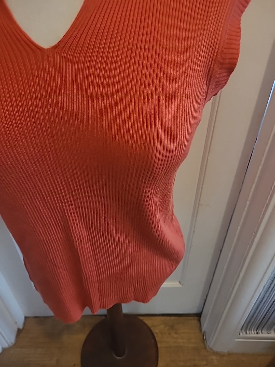 Ladies House Of Fraser Size Large Orange Sleeveless Tshirt